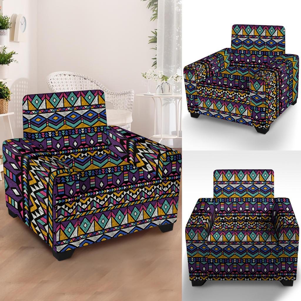 Ethic Aztec Geometric Art Print Armchair Cover-grizzshop