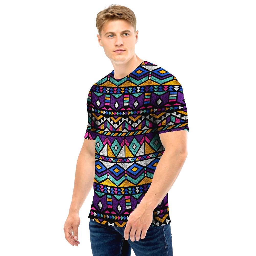 Ethic Aztec Geometric Art Print Men T Shirt-grizzshop