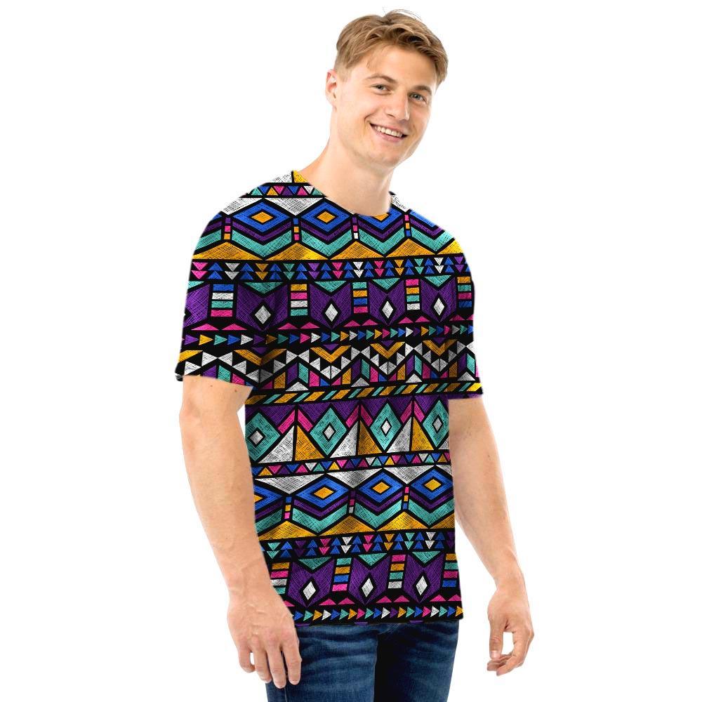 Ethic Aztec Geometric Art Print Men T Shirt-grizzshop