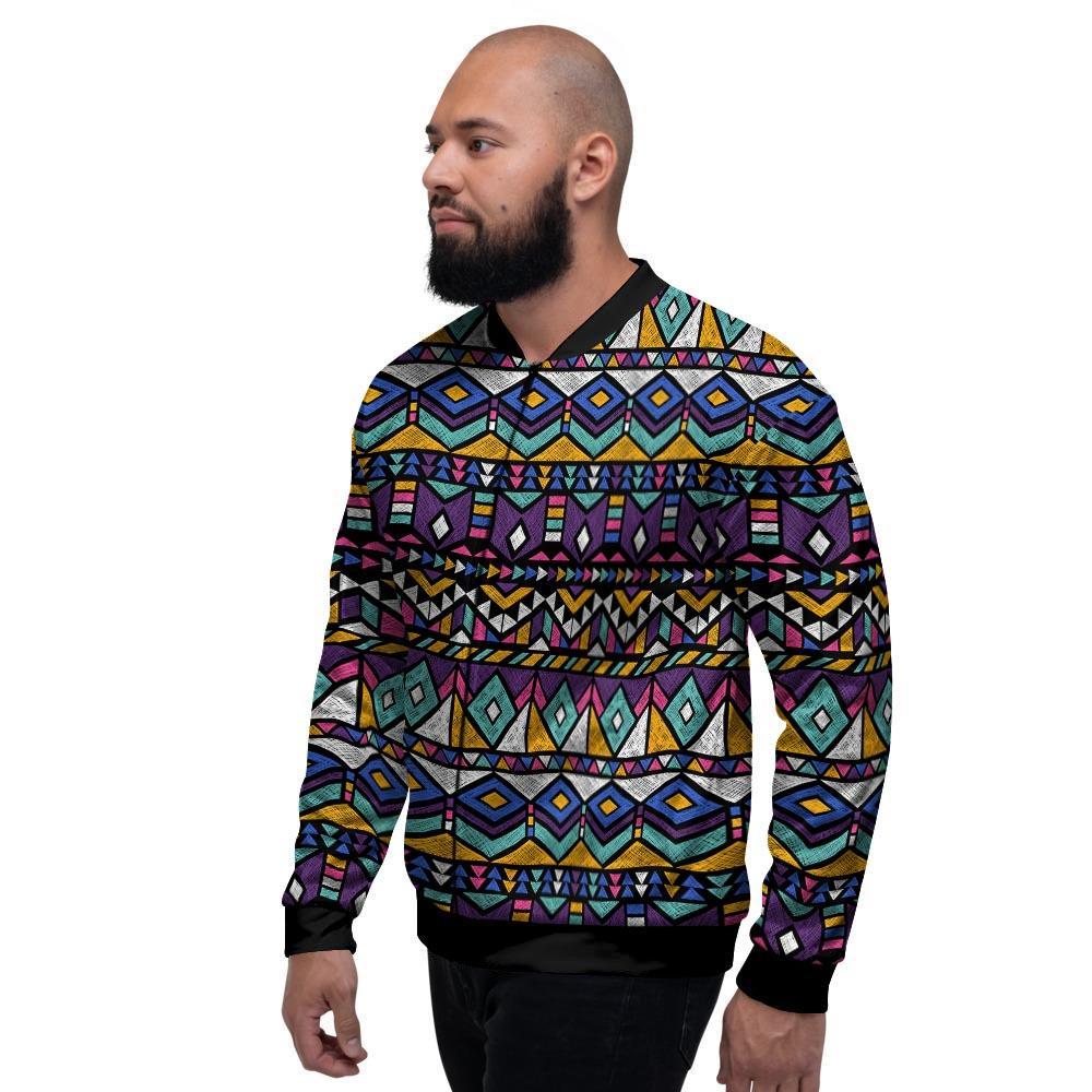 Ethic Aztec Geometric Art Print Men's Bomber Jacket-grizzshop