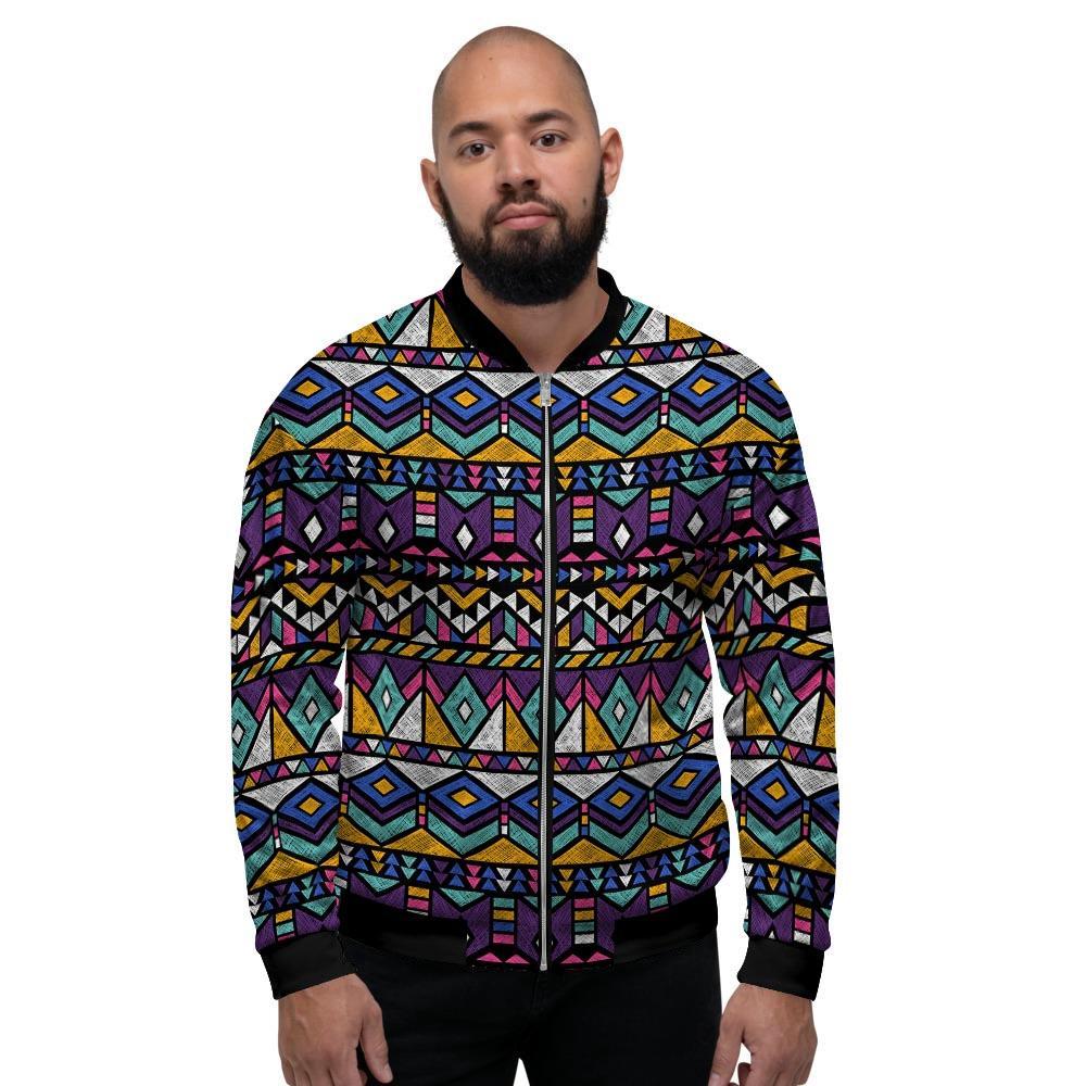 Ethic Aztec Geometric Art Print Men's Bomber Jacket-grizzshop