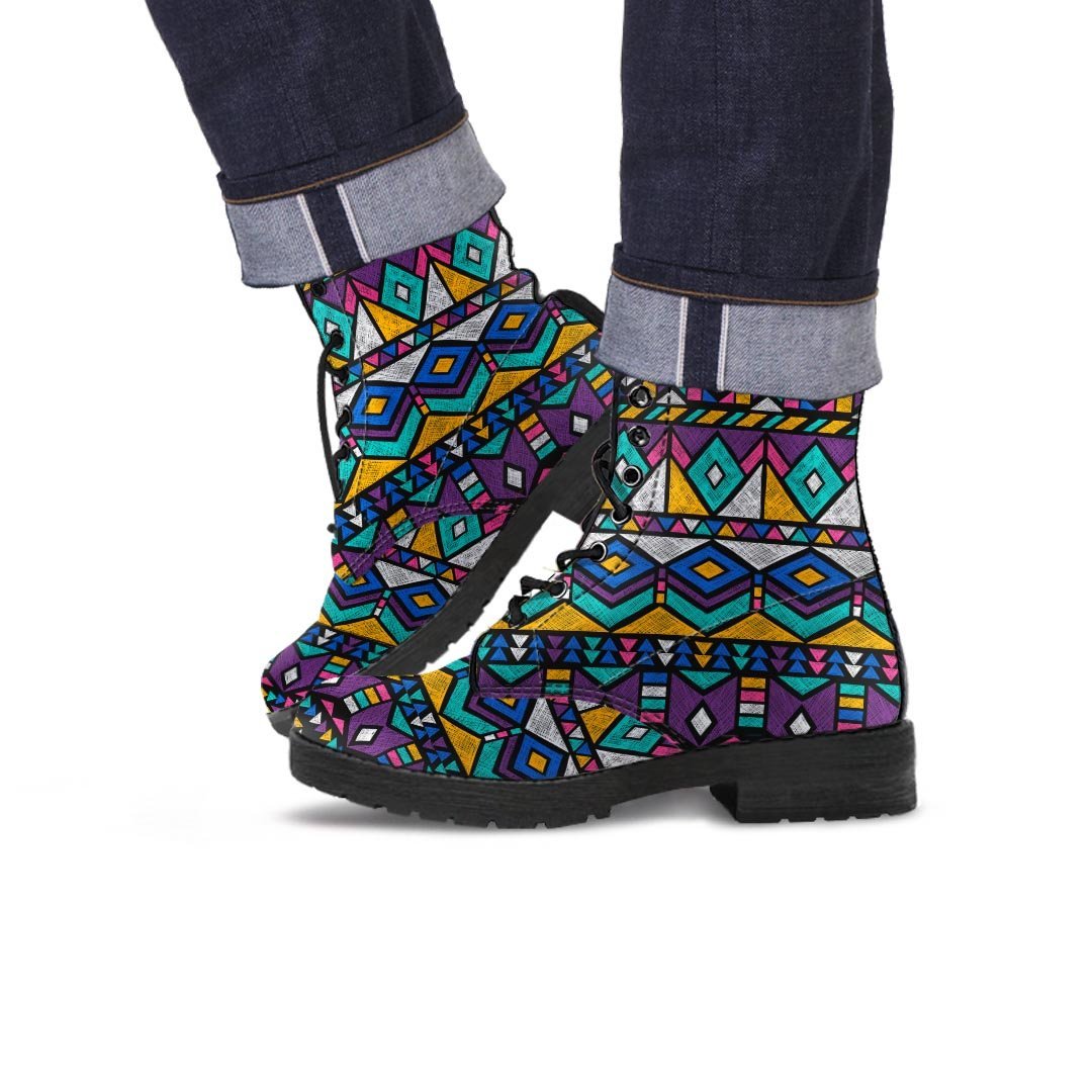 Ethic Aztec Geometric Art Print Men's Boots-grizzshop