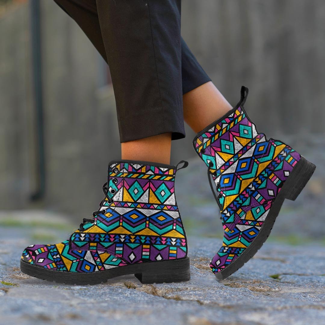 Ethic Aztec Geometric Art Print Men's Boots-grizzshop