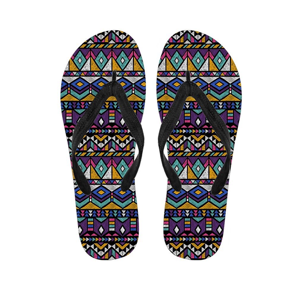 Ethic Aztec Geometric Art Print Men's Flip Flops-grizzshop