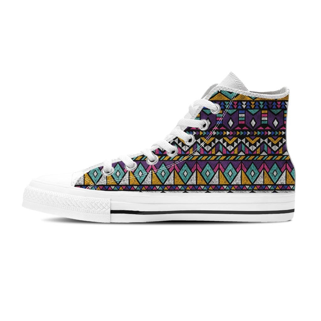 Ethic Aztec Geometric Art Print Men's High Top Shoes-grizzshop