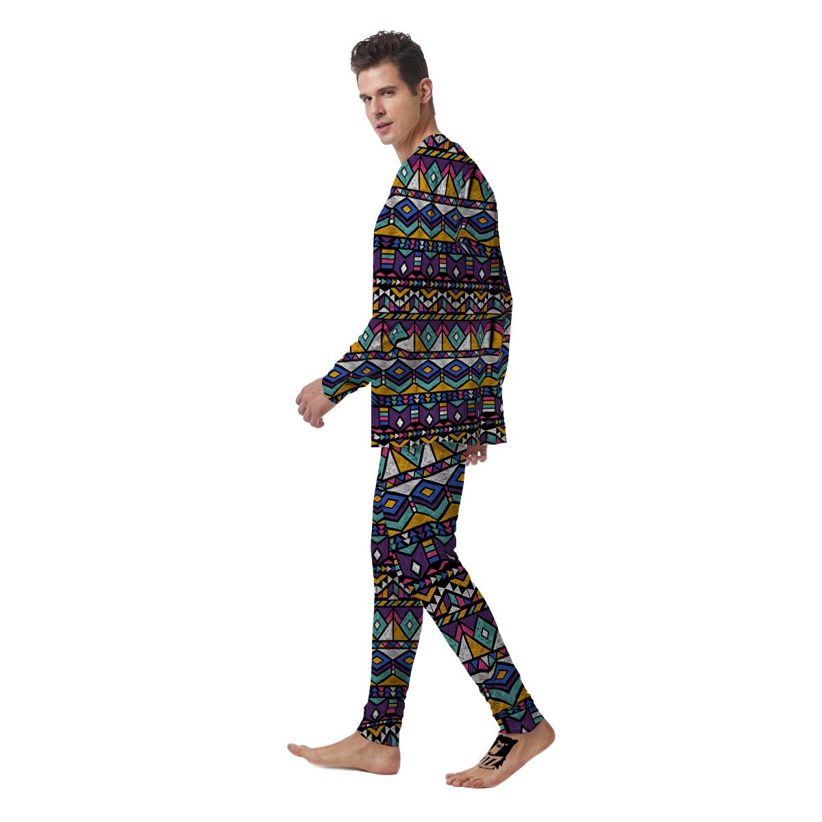 Ethic Aztec Geometric Art Print Men's Pajamas-grizzshop