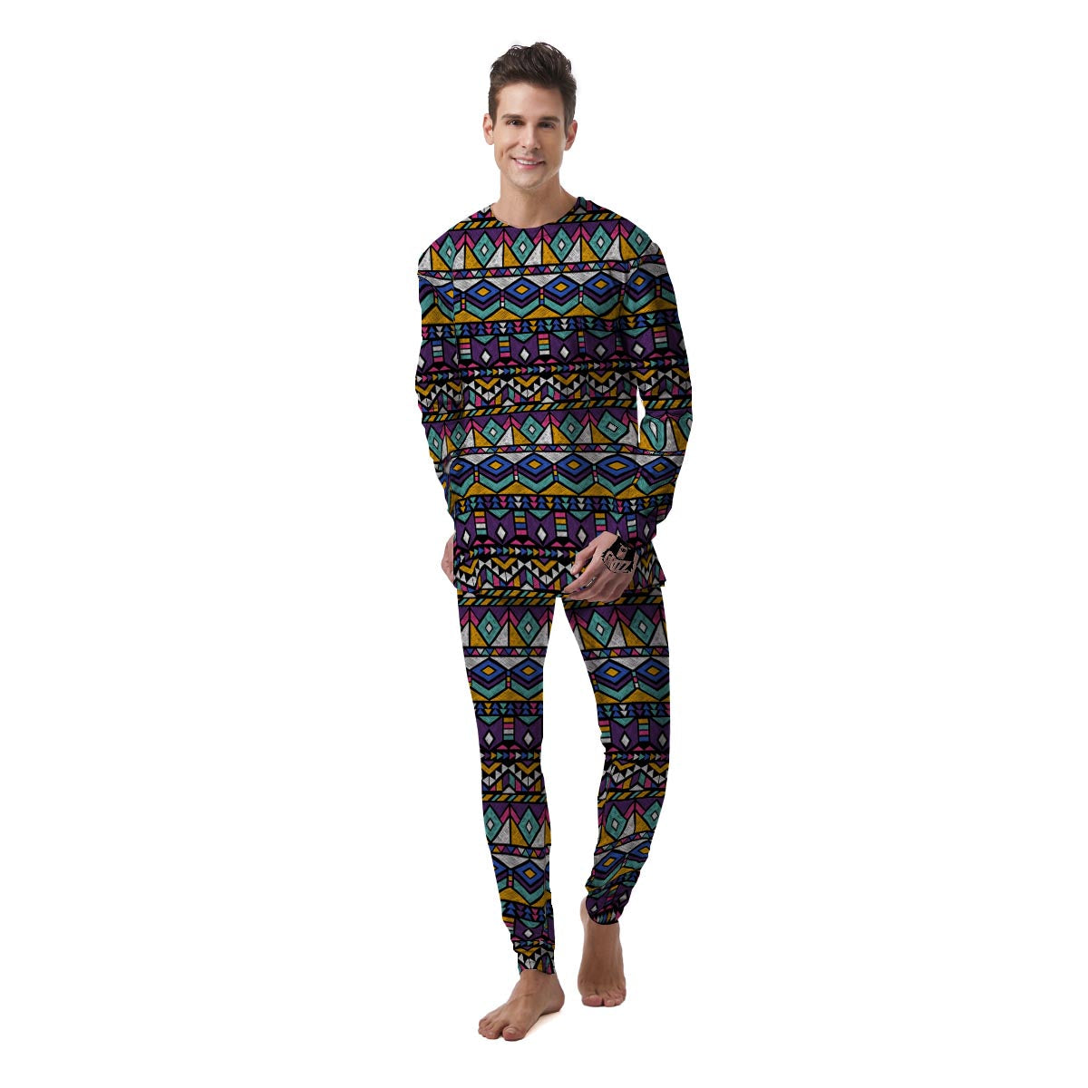 Ethic Aztec Geometric Art Print Men's Pajamas-grizzshop