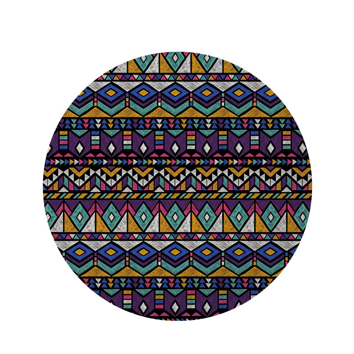 Ethic Aztec Geometric Art Print Round Rug-grizzshop