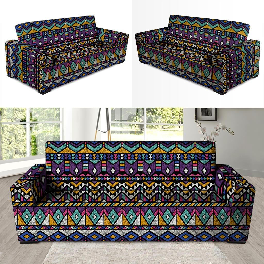 Ethic Aztec Geometric Art Print Sofa Cover-grizzshop