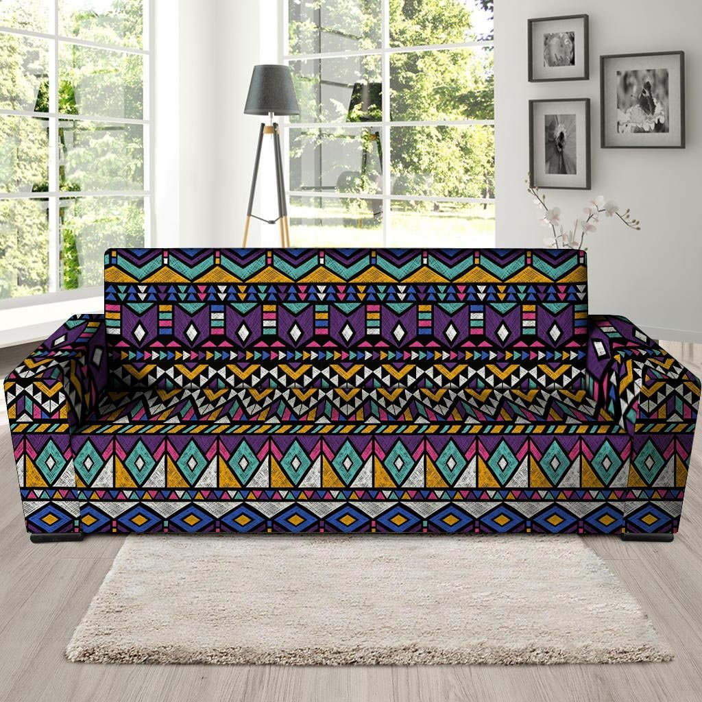 Ethic Aztec Geometric Art Print Sofa Cover-grizzshop