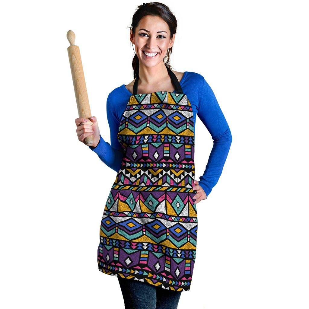 Ethic Aztec Geometric Art Print Women's Apron-grizzshop