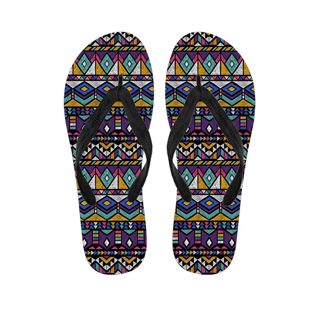 Ethic Aztec Geometric Art Print Women's Flip Flops-grizzshop