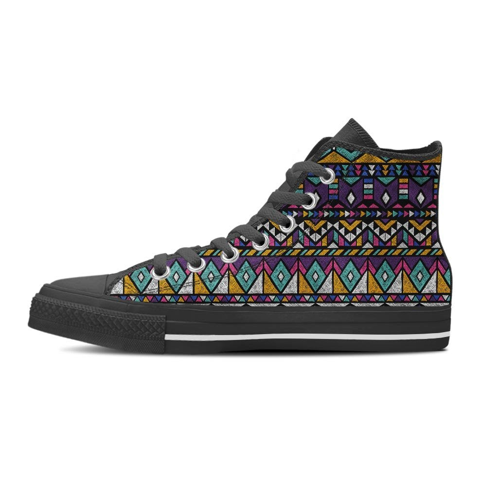 Ethic Aztec Geometric Art Print Women's High Top Shoes-grizzshop