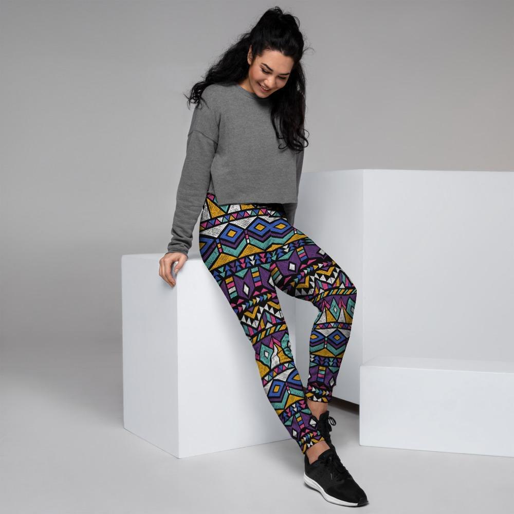 Ethic Aztec Geometric Art Print Women's Joggers-grizzshop