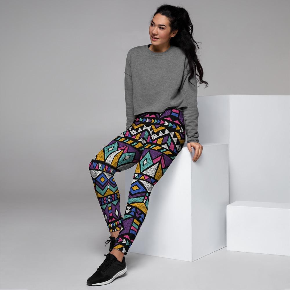 Ethic Aztec Geometric Art Print Women's Joggers-grizzshop