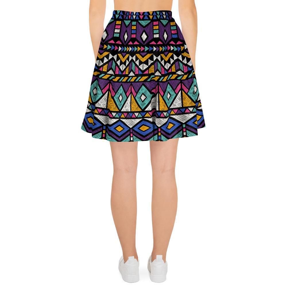 Ethic Aztec Geometric Art Print Women's Skirt-grizzshop