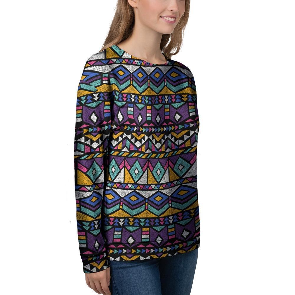 Ethic Aztec Geometric Art Print Women's Sweatshirt-grizzshop