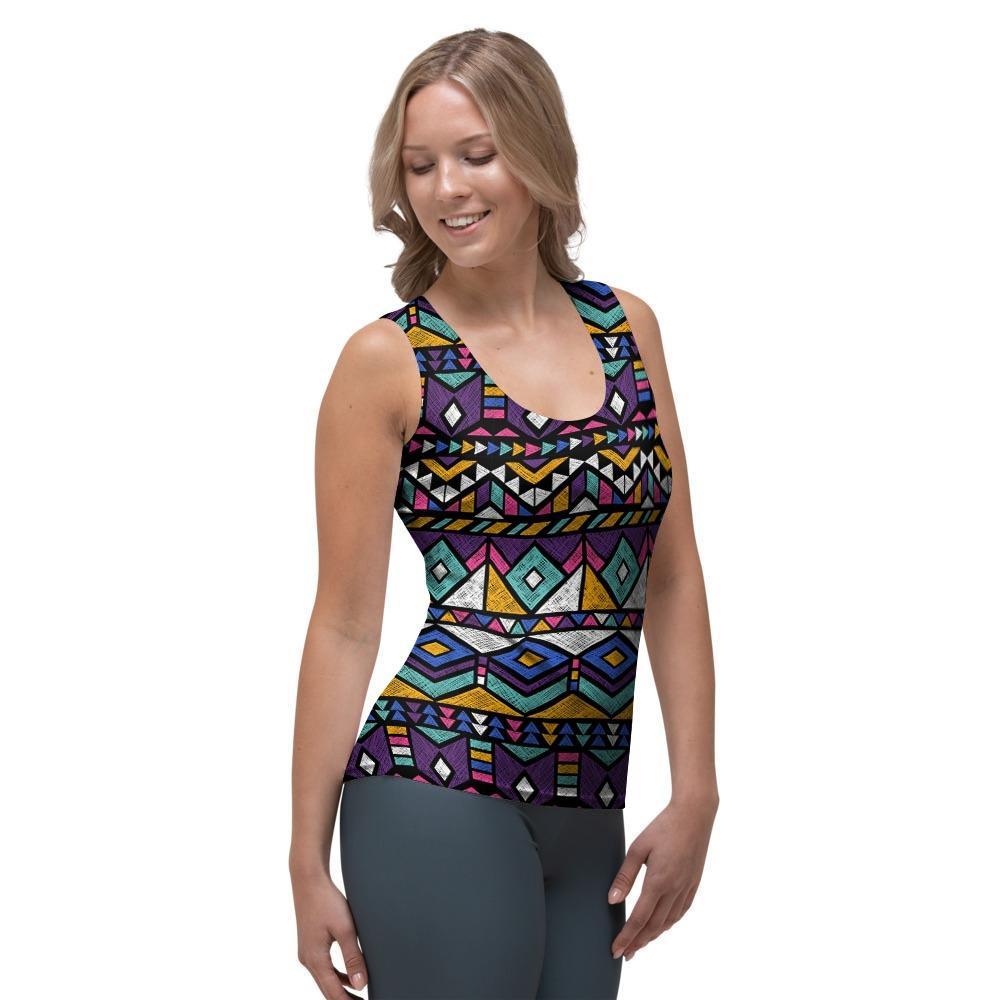Ethic Aztec Geometric Art Print Women's Tank Top-grizzshop