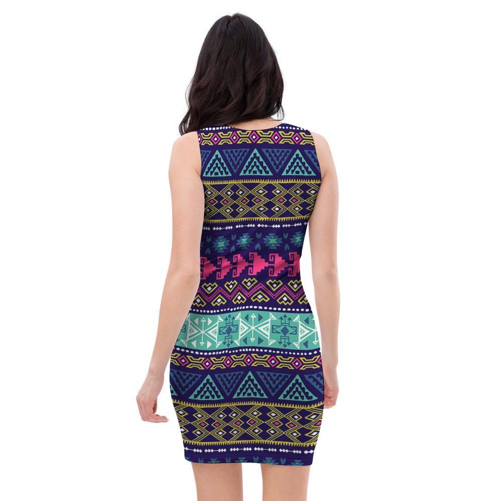 Ethic Aztec Print Bodycon Dress-grizzshop