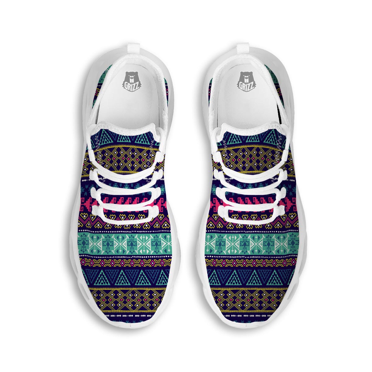 Ethic Aztec Print White Running Shoes-grizzshop