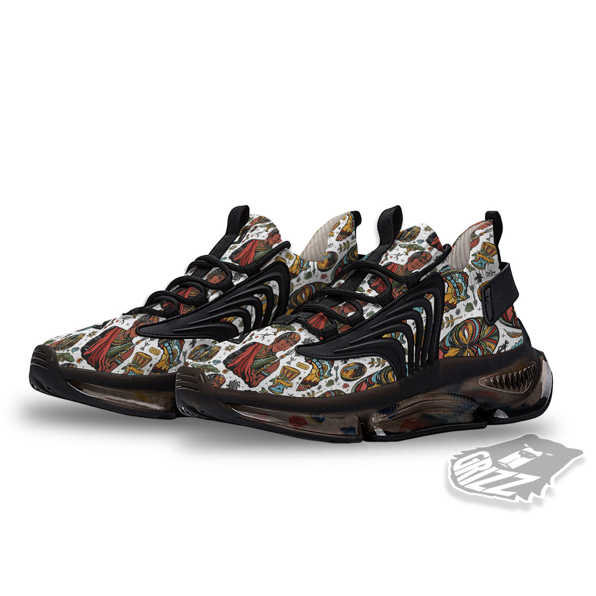 Ethnic Afro African Print Pattern Black Gym Shoes-grizzshop