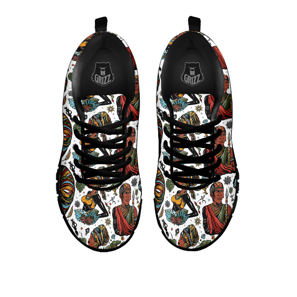 Ethnic Afro African Print Pattern Black Sneaker-grizzshop