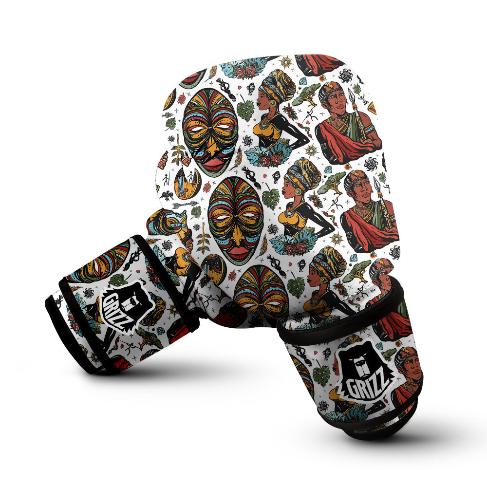 Ethnic Afro African Print Pattern Boxing Gloves-grizzshop