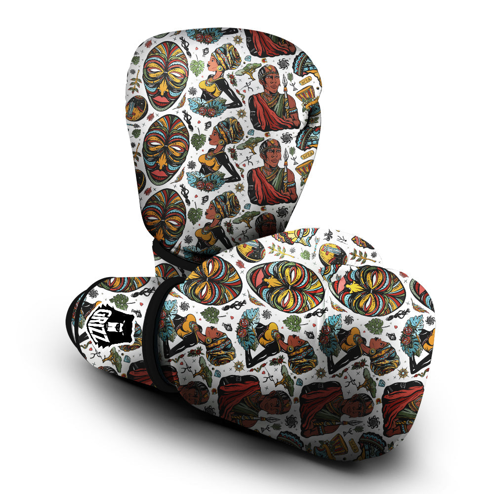 Ethnic Afro African Print Pattern Boxing Gloves-grizzshop