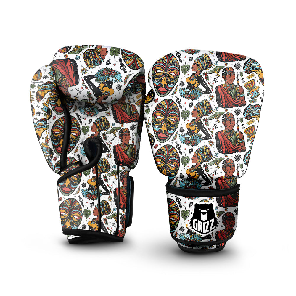 Ethnic Afro African Print Pattern Boxing Gloves-grizzshop