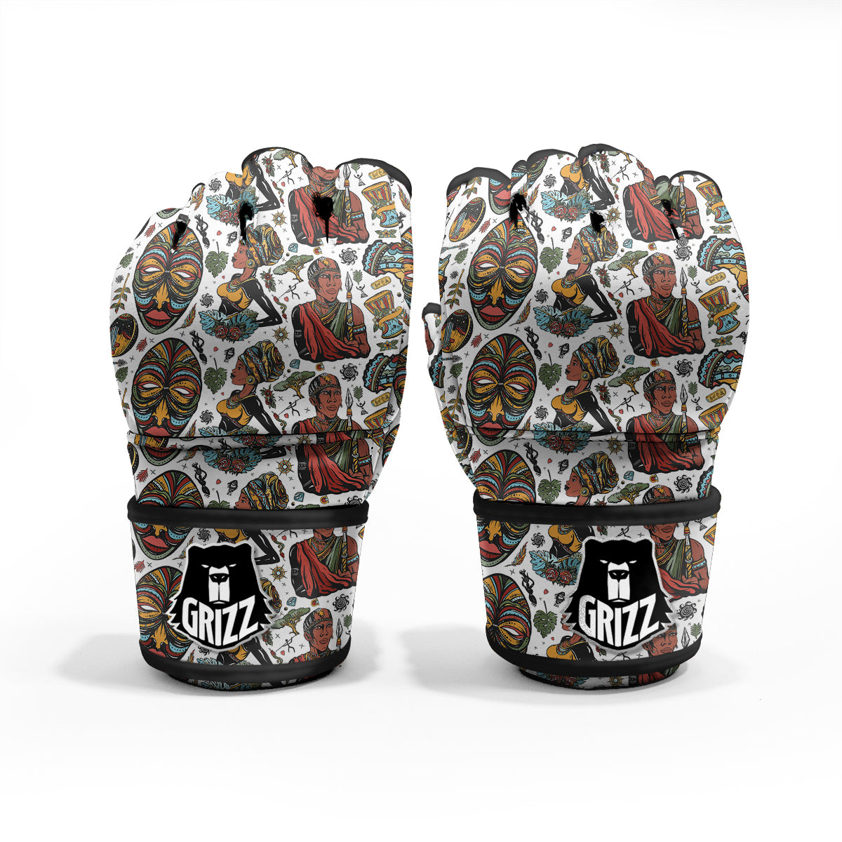 Ethnic Afro African Print Pattern MMA Gloves-grizzshop