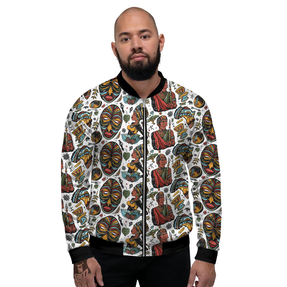 Ethnic Afro African Print Pattern Men's Bomber Jacket-grizzshop
