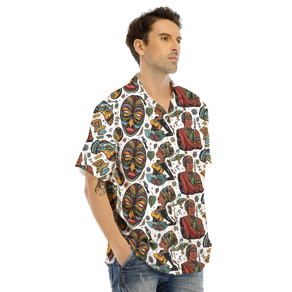 Ethnic Afro African Print Pattern Men's Hawaiian Shirt-grizzshop