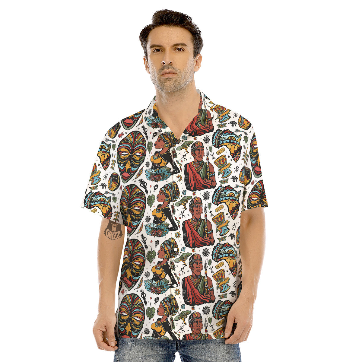 Ethnic Afro African Print Pattern Men's Hawaiian Shirt-grizzshop