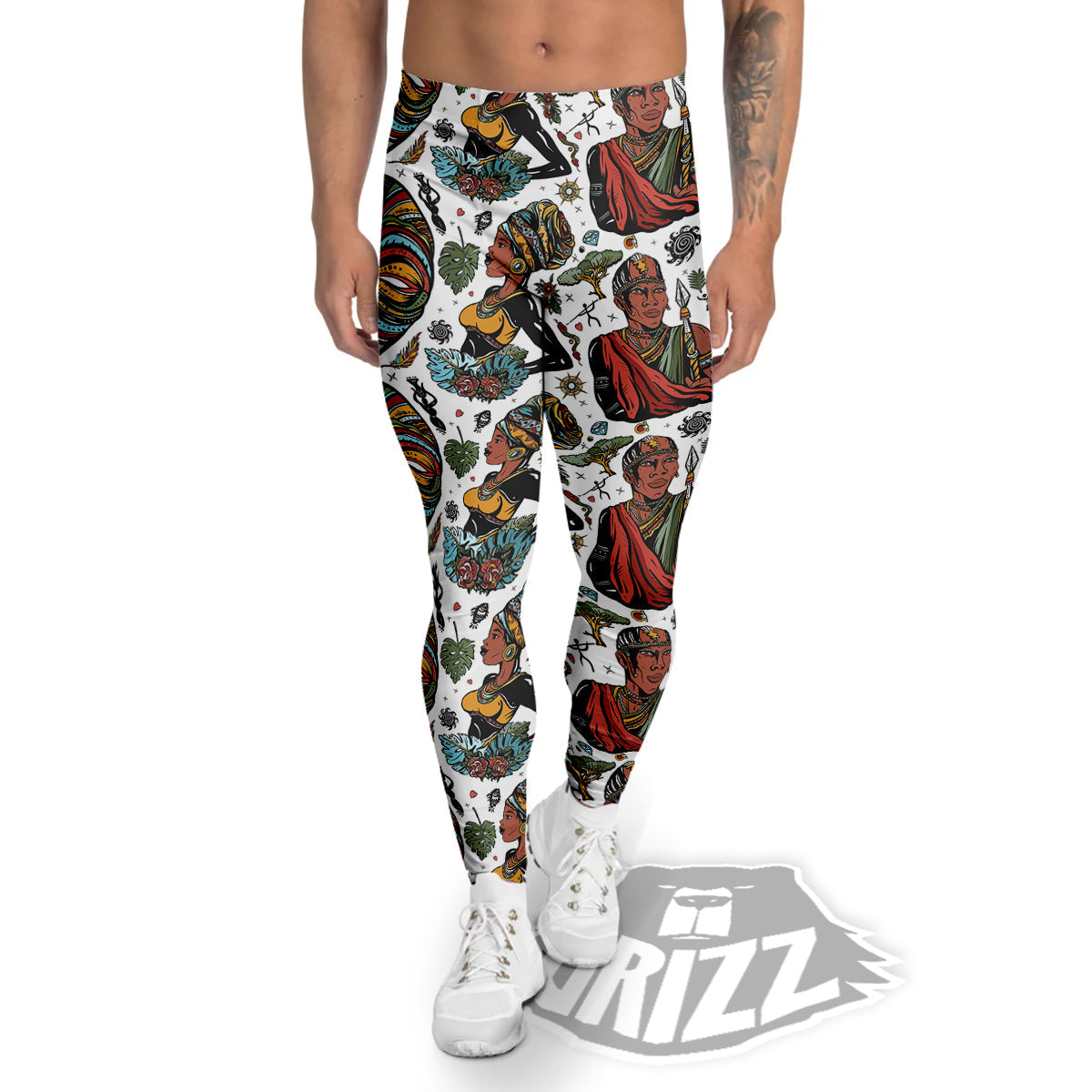 Ethnic Afro African Print Pattern Men's Leggings-grizzshop