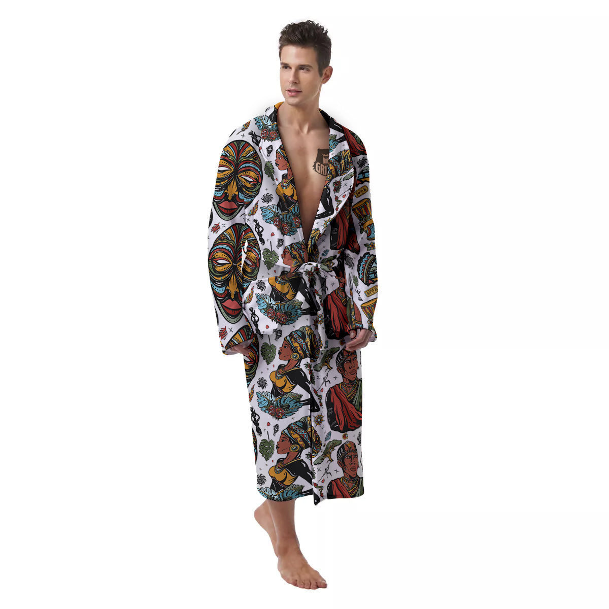 Ethnic Afro African Print Pattern Men's Robe-grizzshop