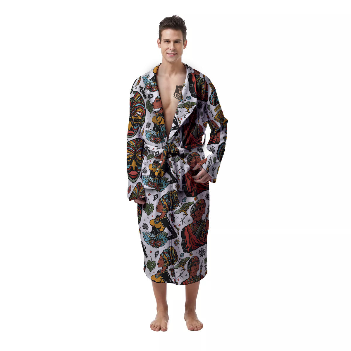 Ethnic Afro African Print Pattern Men's Robe-grizzshop