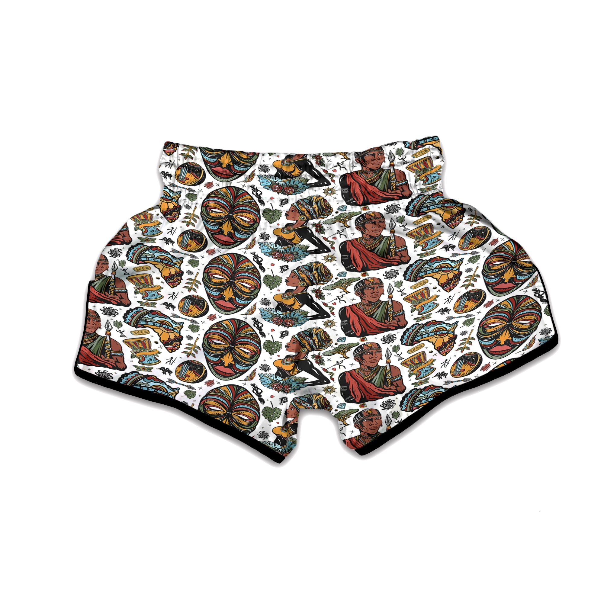 Ethnic Afro African Print Pattern Muay Thai Boxing Shorts-grizzshop