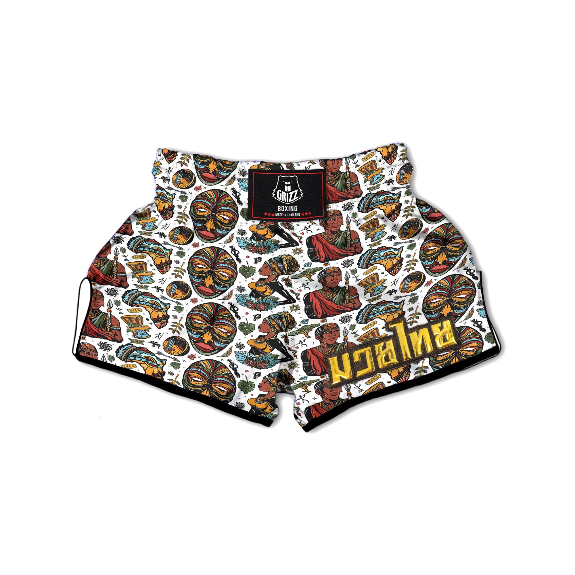 Ethnic Afro African Print Pattern Muay Thai Boxing Shorts-grizzshop
