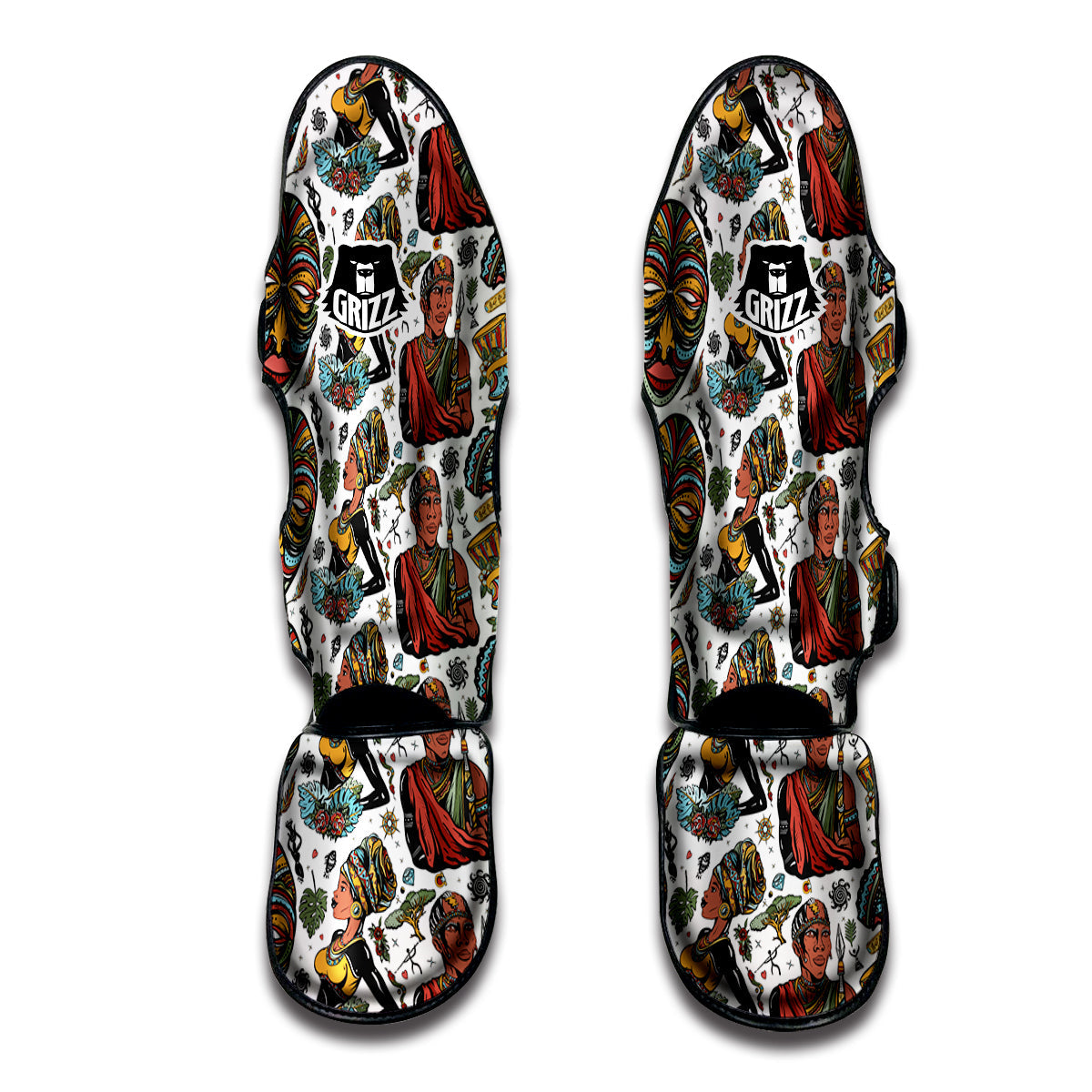 Ethnic Afro African Print Pattern Muay Thai Shin Guards-grizzshop