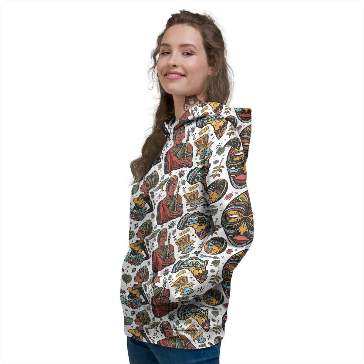 Ethnic Afro African Print Pattern Women's Hoodie-grizzshop