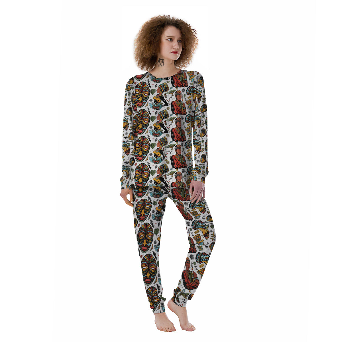 Ethnic Afro African Print Pattern Women's Pajamas-grizzshop
