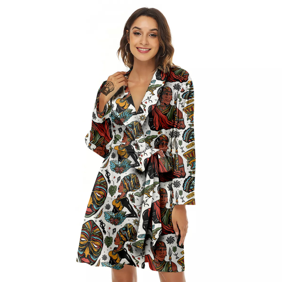 Ethnic Afro African Print Pattern Women's Robe-grizzshop