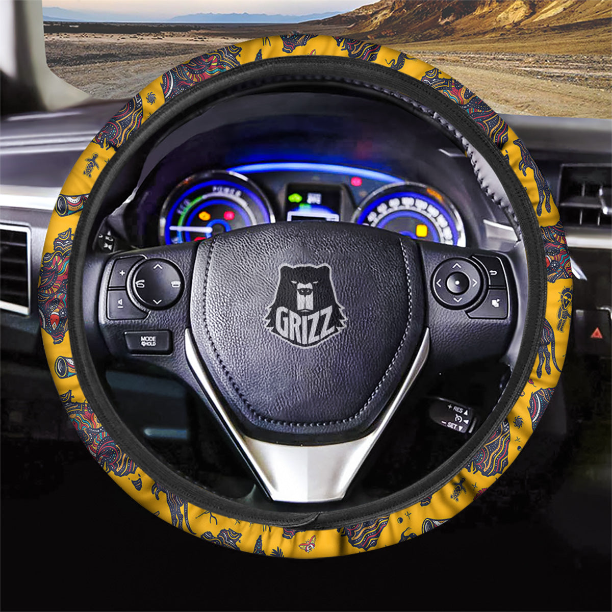 Ethnic Australian Map Tattoo Print Pattern Car Steering Wheel Cover-grizzshop