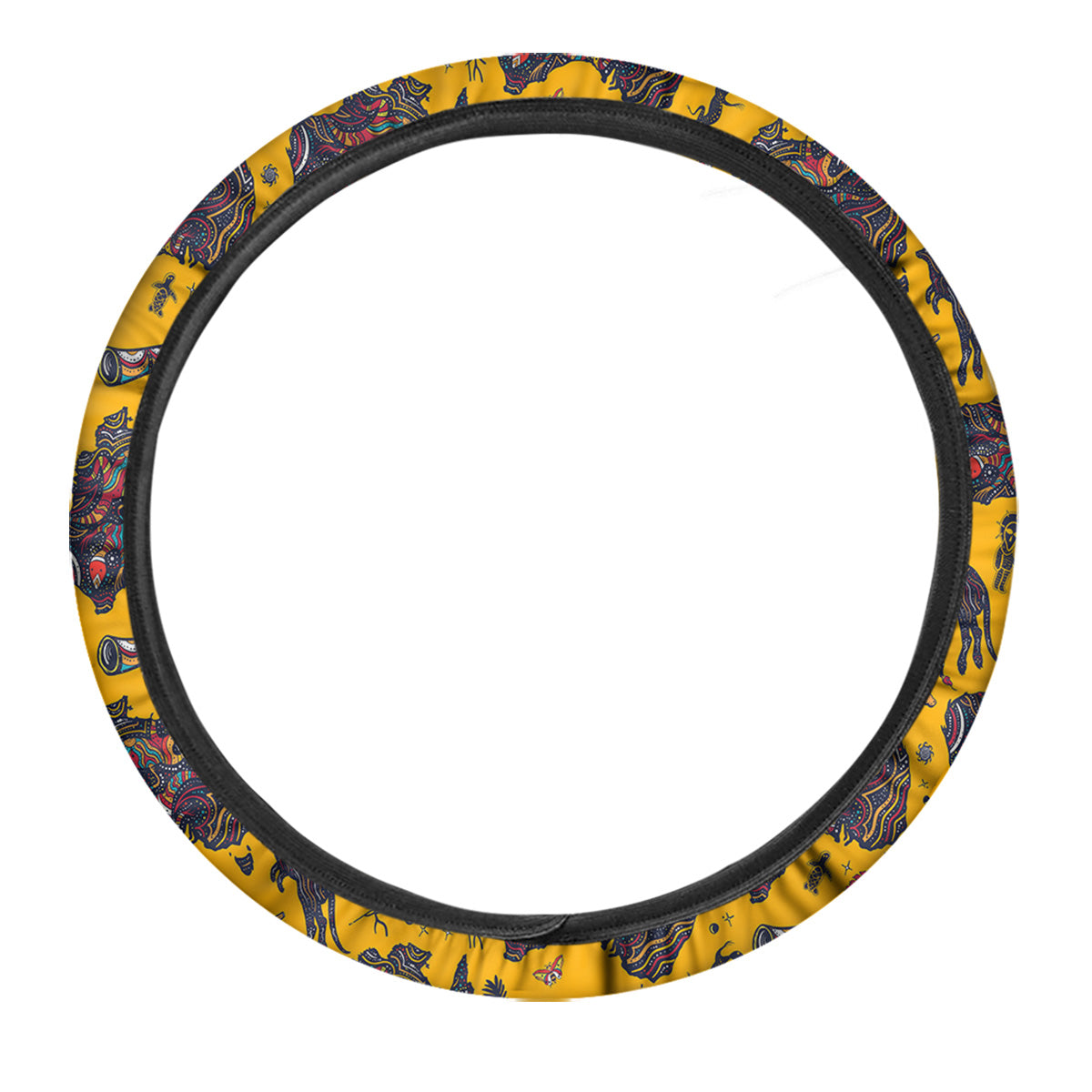 Ethnic Australian Map Tattoo Print Pattern Car Steering Wheel Cover-grizzshop