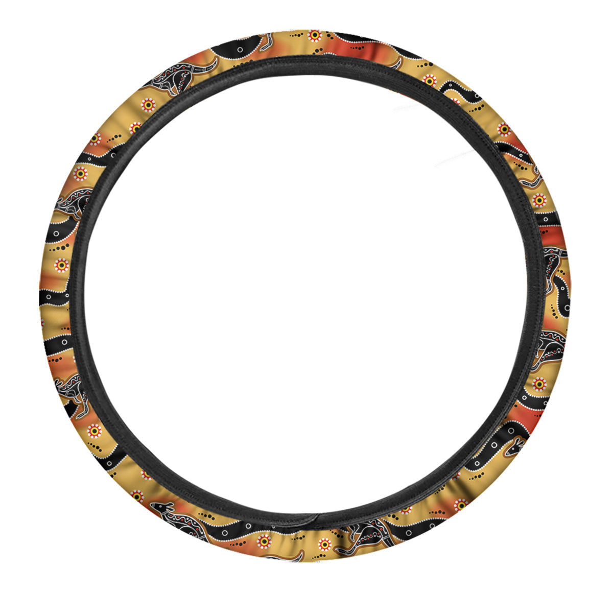 Ethnic Australian Print Pattern Car Steering Wheel Cover-grizzshop