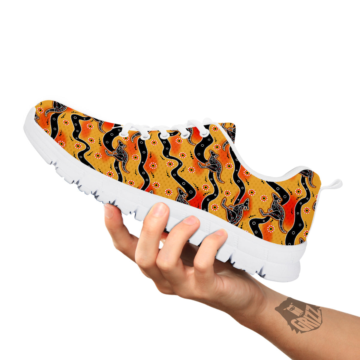 Ethnic Australian Print Pattern White Sneaker-grizzshop