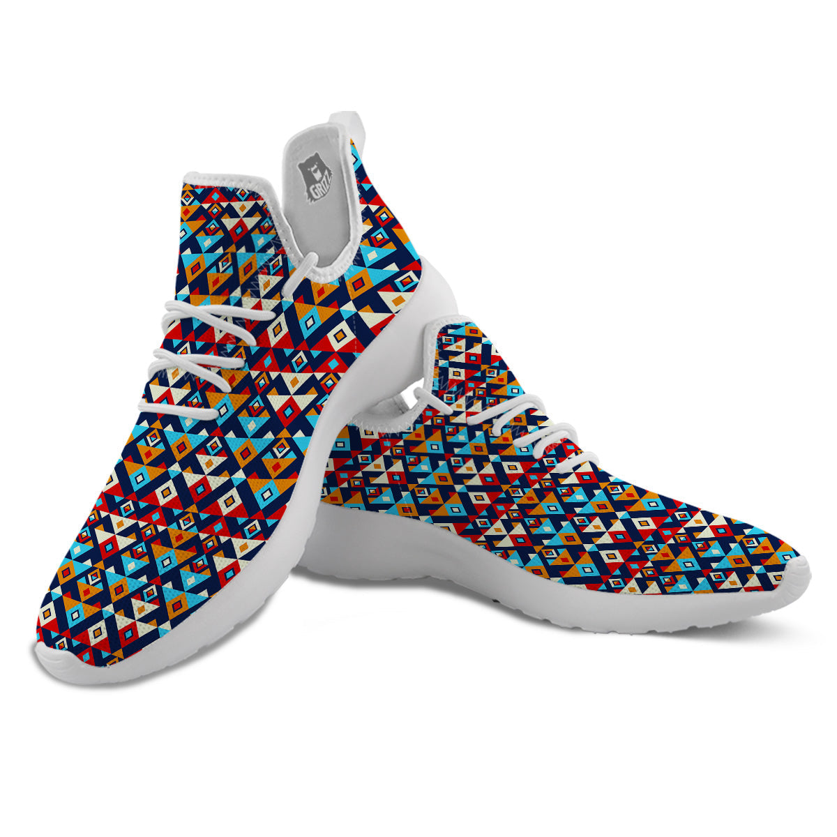 Ethnic Boho Colorful Print Pattern White Athletic Shoes-grizzshop
