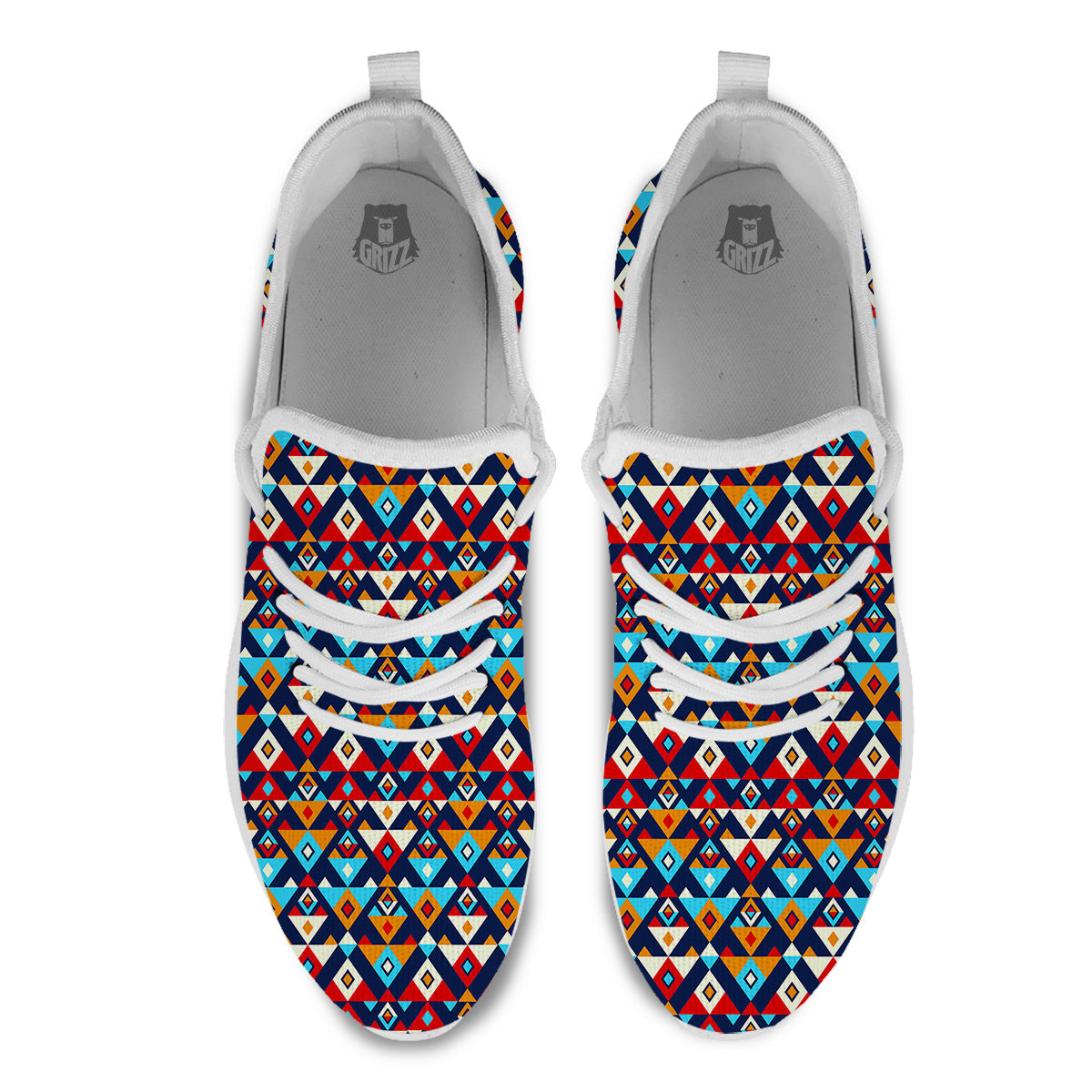 Ethnic Boho Colorful Print Pattern White Athletic Shoes-grizzshop