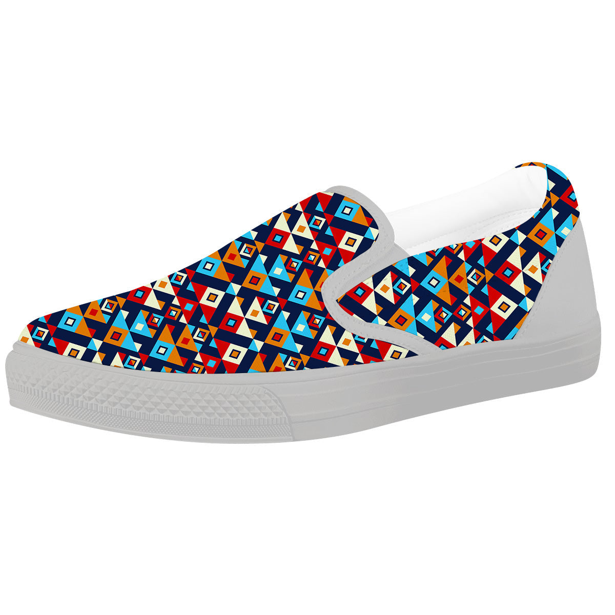 Ethnic Boho Colorful Print Pattern White Slip On Shoes-grizzshop