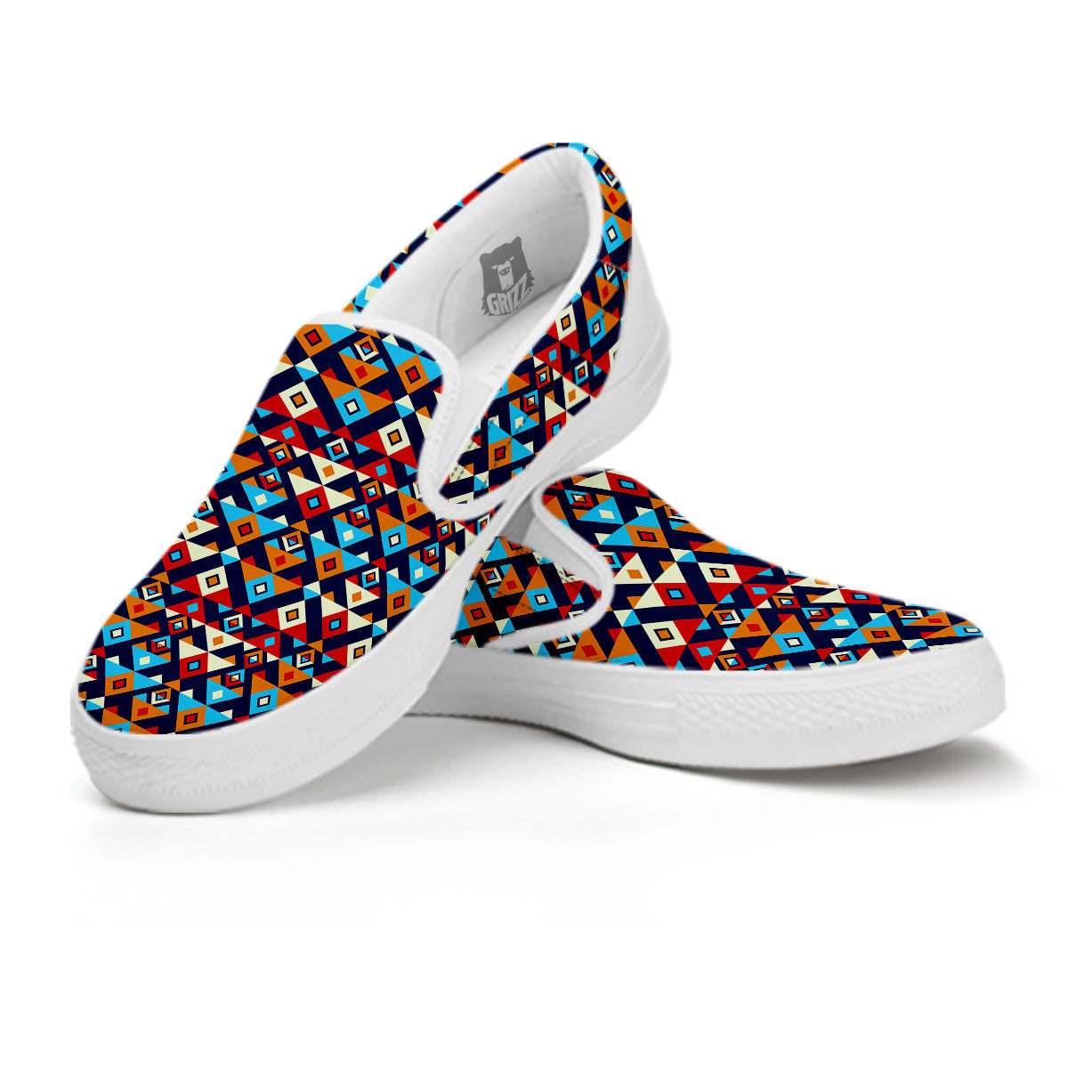 Ethnic Boho Colorful Print Pattern White Slip On Shoes-grizzshop